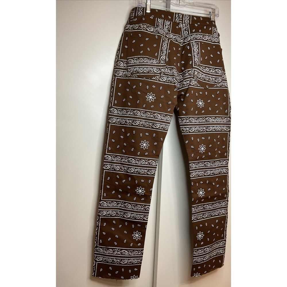 Fashion NOVA Men Taking Over Paisley Straight Jeans Brown W42 - Picture 4 of 6